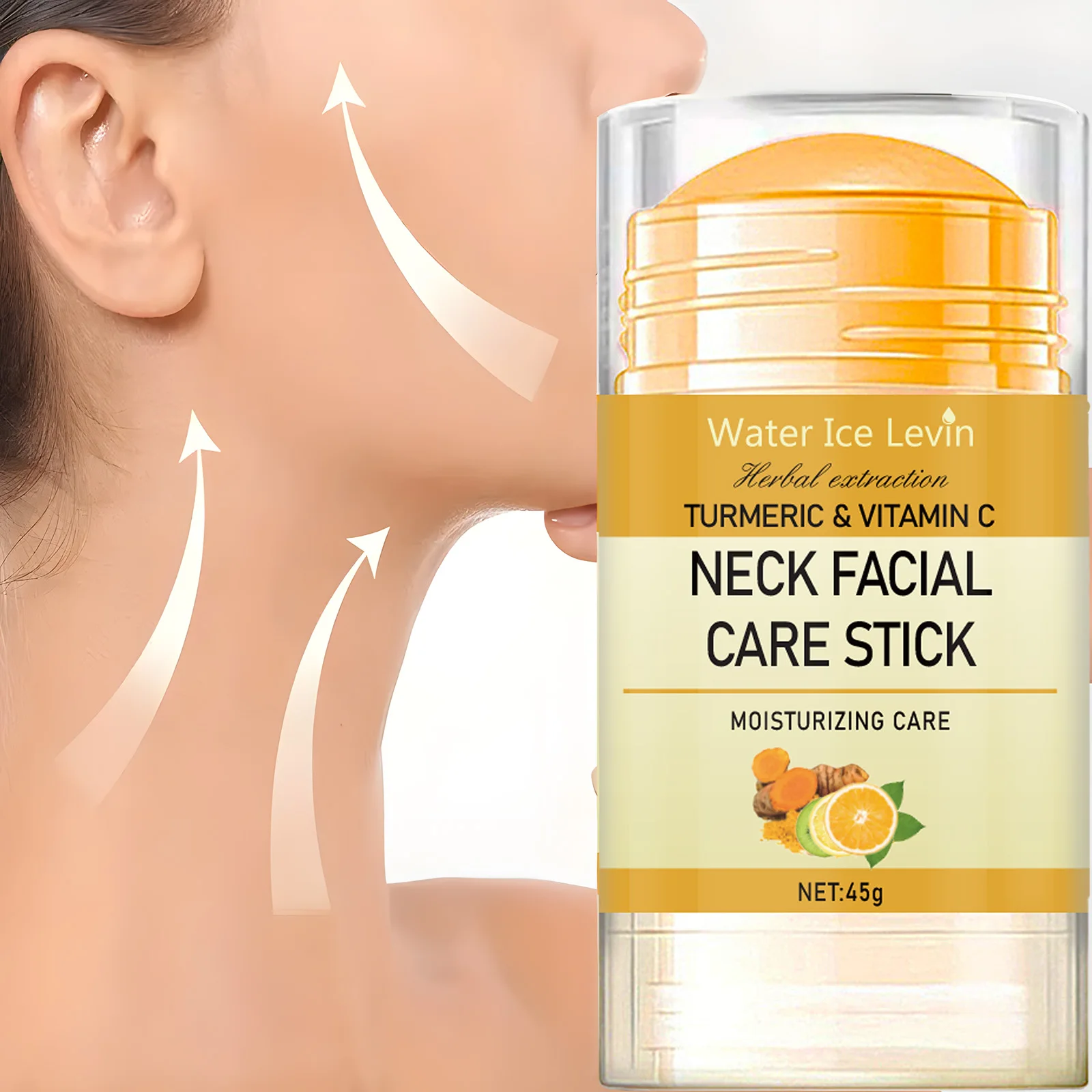 Bastão para cuidados faciais e pescoço com cúrcuma e vitamina C – Fórmula iluminadora e hidratante, leve e não gordurosa, adequada para peles sensíveis, design em bastão fácil de absorver, cuidados diários com a pele