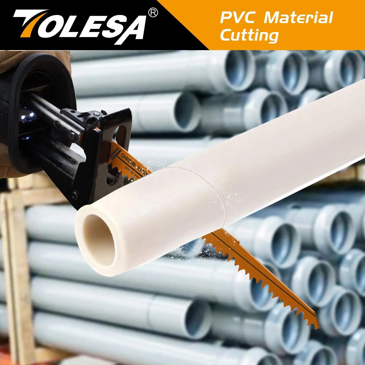 TOLESA 5 peças 300mm 5TPI lâminas de serra alternativas para poda de madeira e corte de tubos de PVC CRV ferramentas de lâminas de serra de dentes afiados