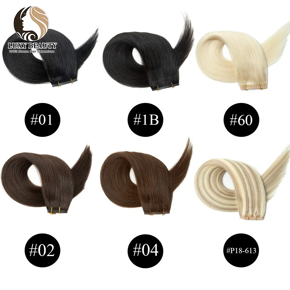 สีบลอนด์ที่มองไม่เห็น Hole Skin Weft ต่อผมมนุษย์ตรง Twin Tab Weft ผม 613 สีดําธรรมชาติสีน้ําตาล XO Hole Weft Extension