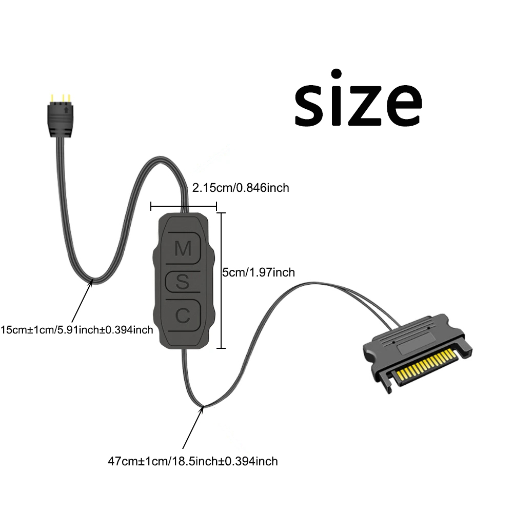 GPUHOLD Interfaccia SATA 5V 3PIN ARGB Controller Cavo di prolunga Adattatore controller luce per ventola PC Ventola di raffreddamento CPU Striscia luminosa