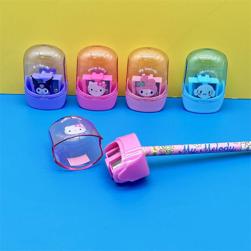 อะนิเมะ Hello Kitty Kuromi Melody Double Hole กบเหลาดินสอน่ารักการ์ตูนแบบพกพาดินสอ Sharpener เด็กโรงเรียน