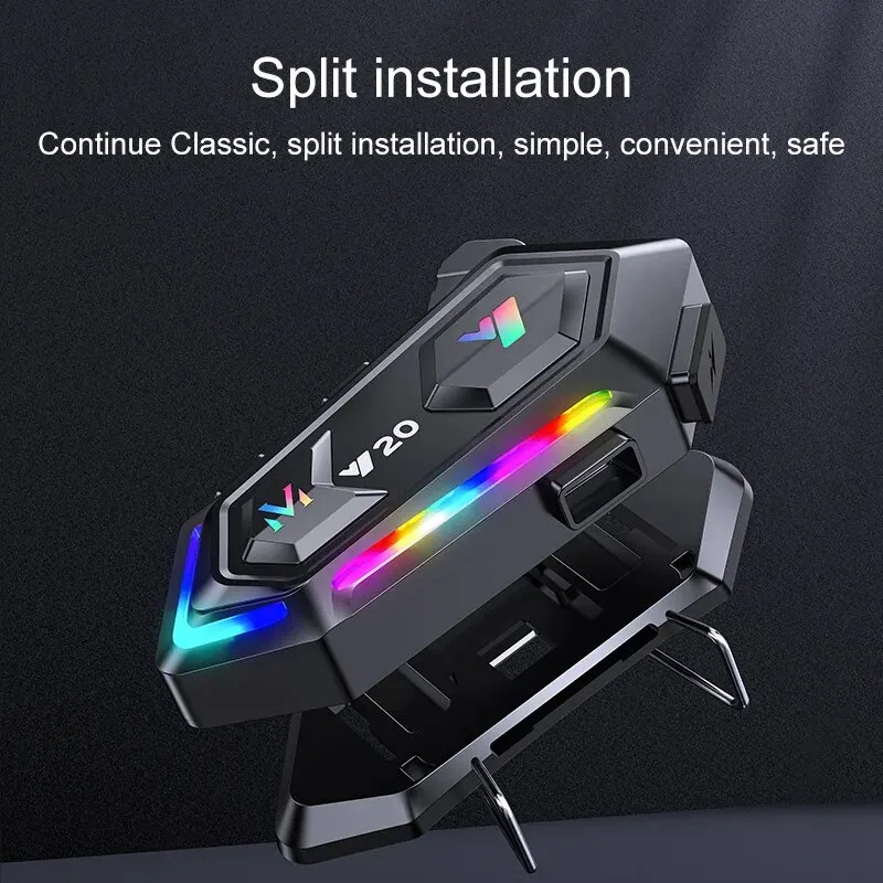 Bluetooth 5.3 casco moto cuffie Y20 1000mAh Wireless Motobike vivavoce Stereo RGB luci colorate auricolare