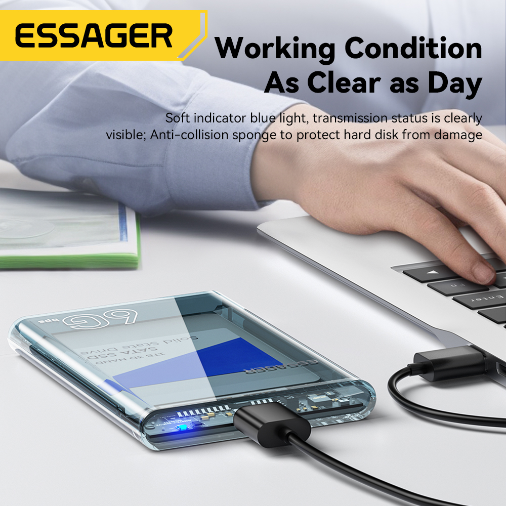 Essager 2.5 polegada caixa sata usb 3.0 hdd gabinete casos de disco rígido móvel para ssd 2.5 polegada sata gabinete de armazenamento caso de disco rígido