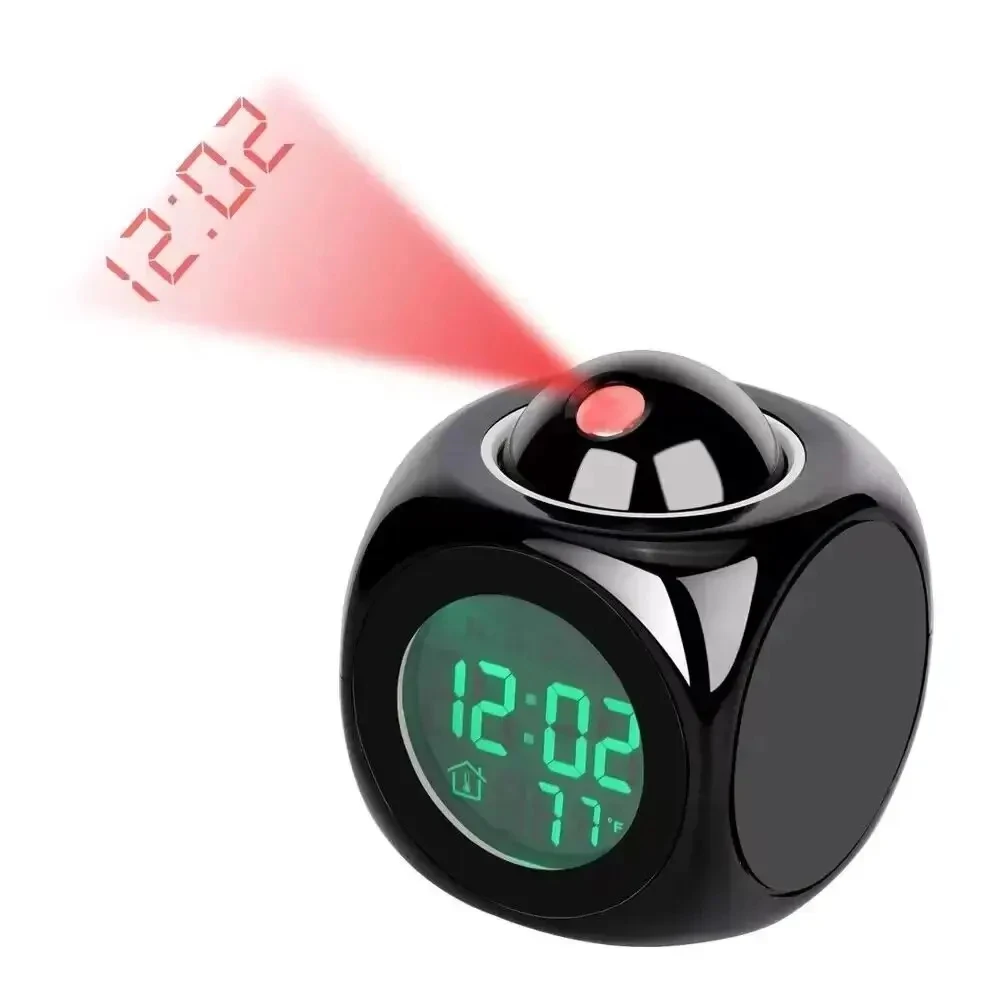 1 pçs projeção despertador display de teto snooze mesa relógio voz multifuncional relógio digital display temperatura novo
