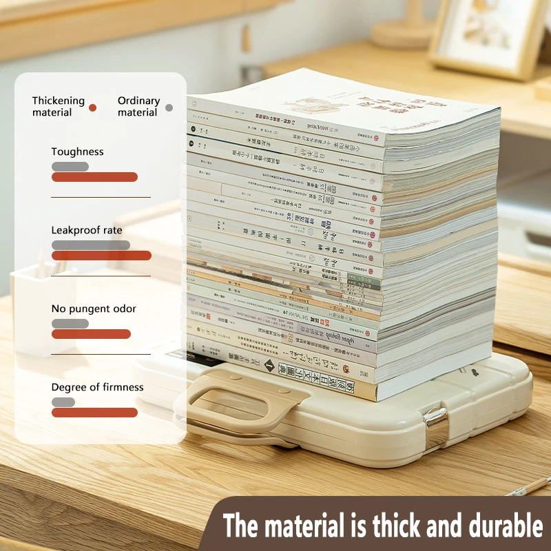 Portable File Box Plastic Transparent Pencil Case A4 Folder With Lock Handle Documents Stationery Storage Case Office Organizer