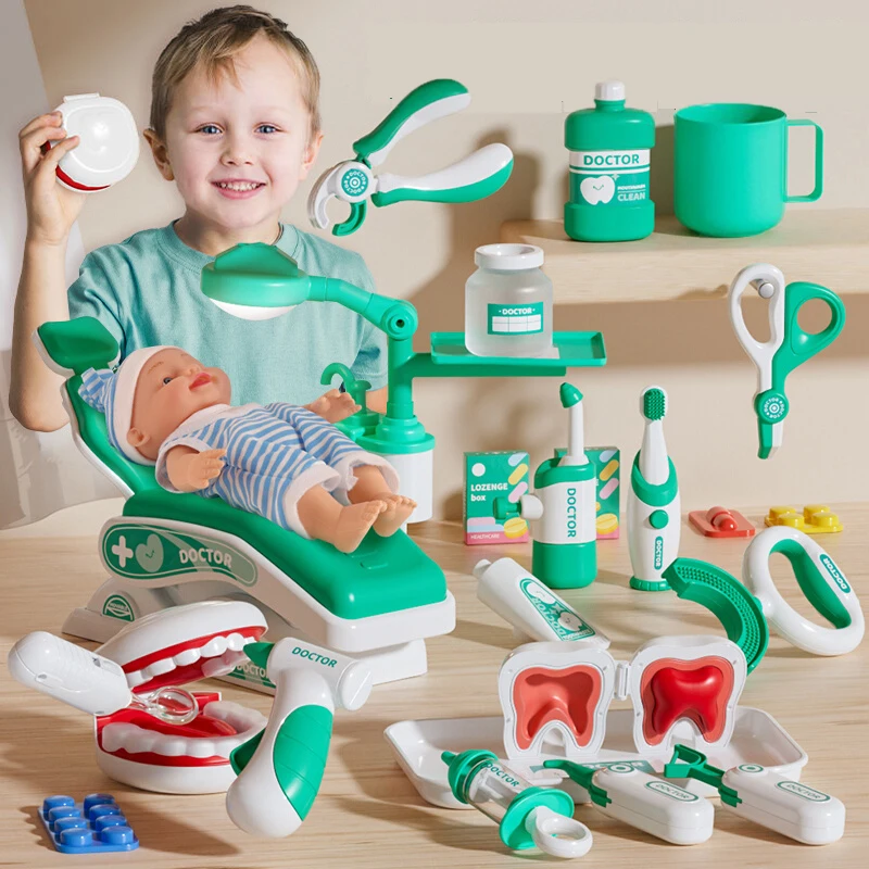 Kit médico para niños juego médico de juguete para niños regalo de juego Dental de Hospital accesorios de juego de dentista herramienta médica simulada
