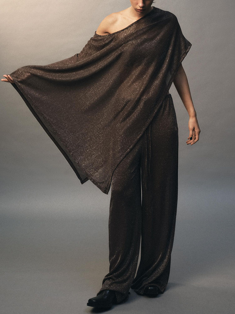 Casaco Estiloso Tipo Capa Nova Chegada Outono 2025 Calças de Perna Larga Roupas Fenas Es Fsia Étnica Premium p...