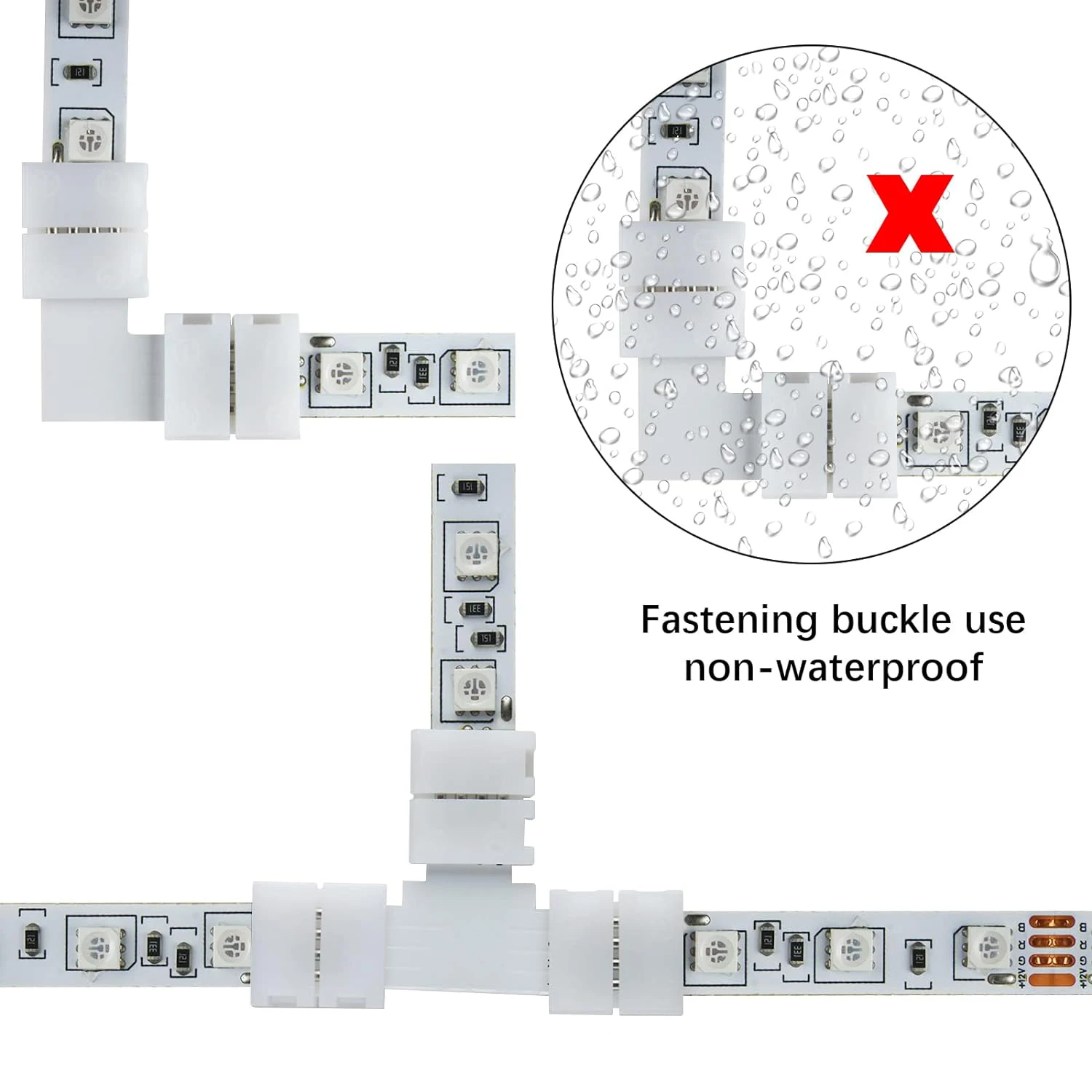 10 pz I/L/T/Forma Croce Senza Saldatura Snap Down 4Pin Conduttore Connettore Striscia LED per Collegamento Divisore Rapido di 10mm di Larghezza