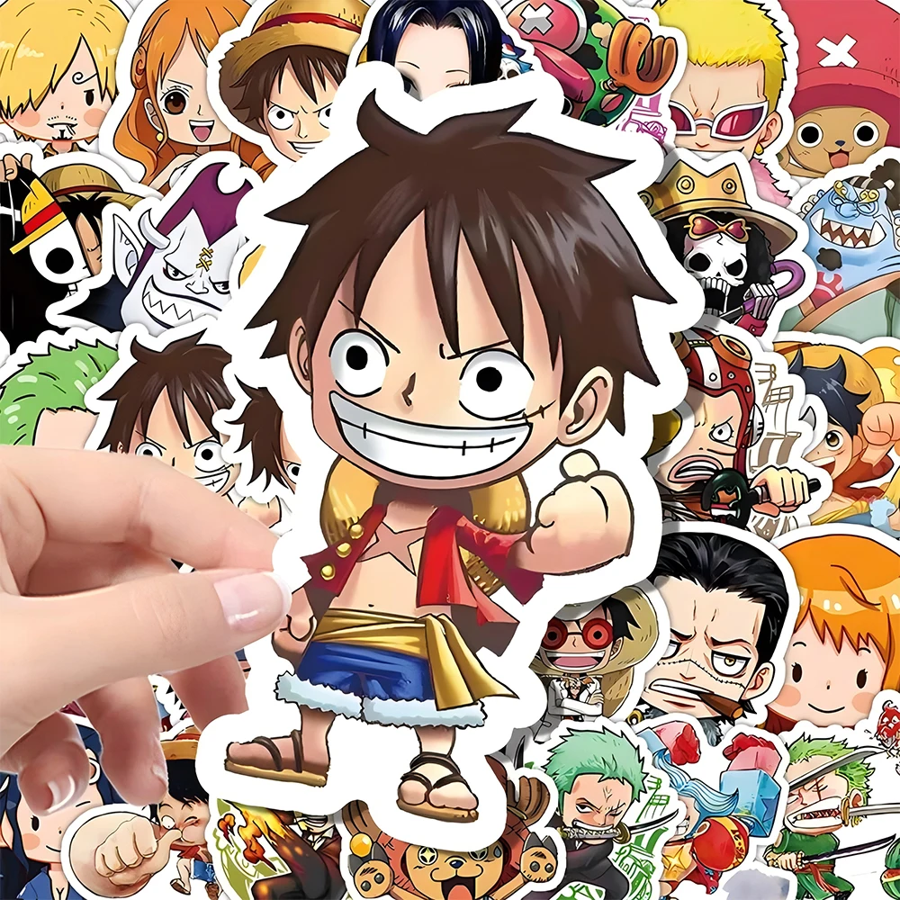 55pcs One Piece สติกเกอร์การ์ตูนน่ารัก DIY สเก็ตบอร์ดเคสโทรศัพท์แล็ปท็อปรถจักรยานยนต์กันน้ํา Cool อะนิเมะสติกเกอร์สติ๊กเกอร์ของเล่น