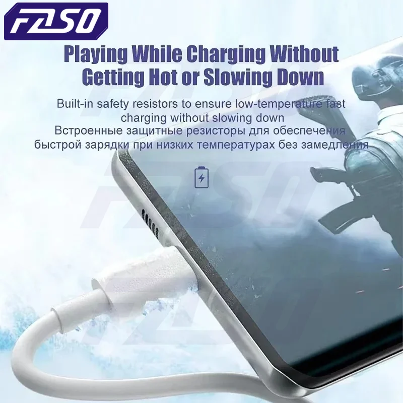 FASO 1-3PCS 10A 100W Type C Super Fast Charging Cable Data Cord For Samsung Huawei Xiaomi Redmi Quick Charing USB C Cables