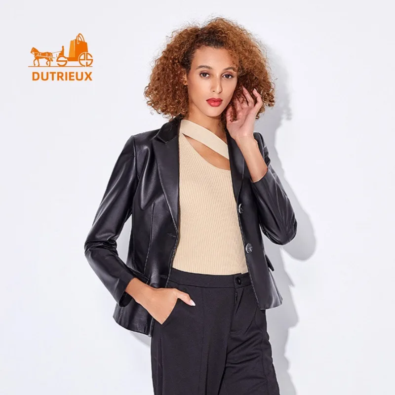 2024 Winter neue Echt lederjacke Damen Echt leder kurz Schafs leder Temperament schlank Rindsleder wind dicht Mantel