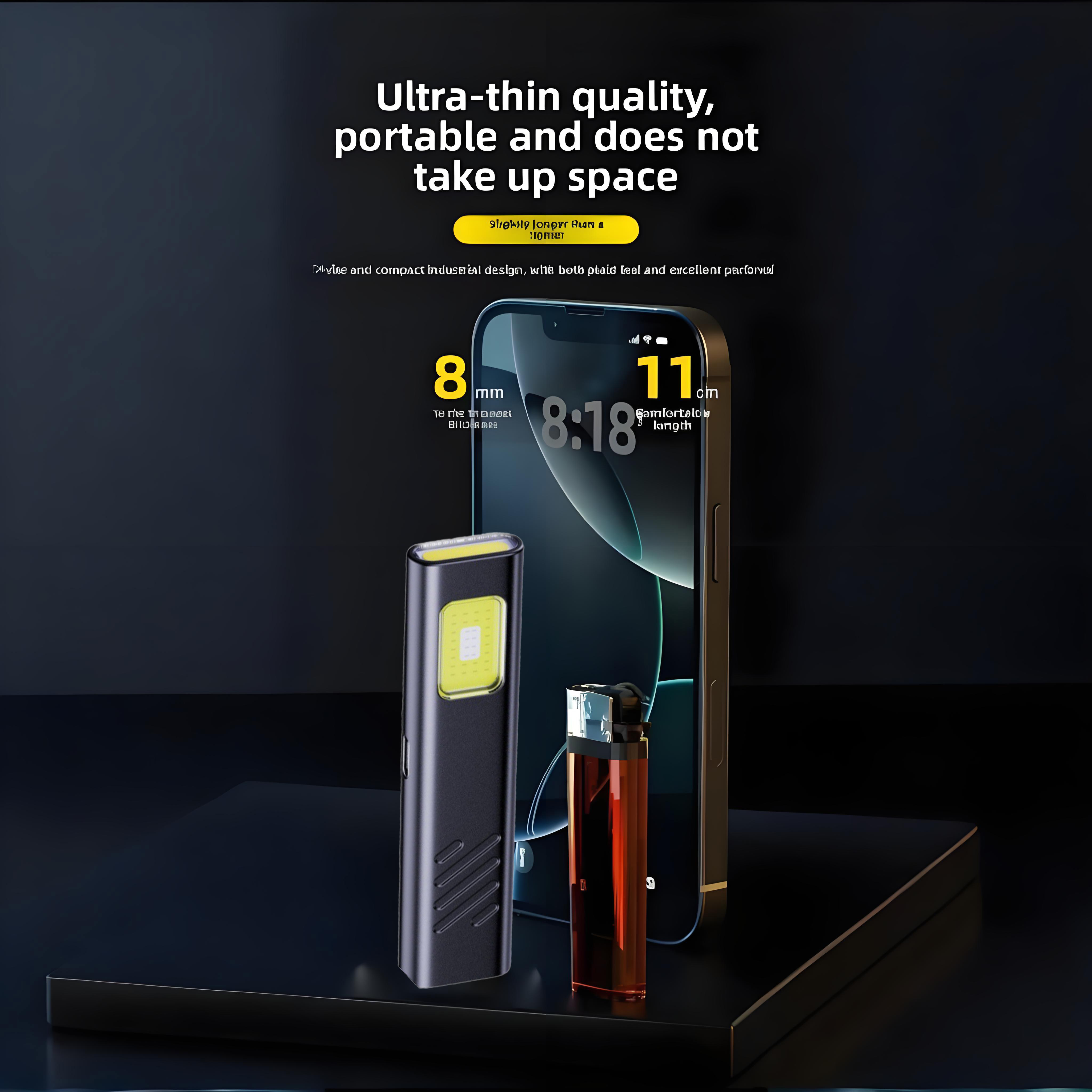 Rechargeable Mini LED Keychain Flashlight 800LM Portable Magnetic Pocket Torch Light for Work, Camping, Emergency, Car Use