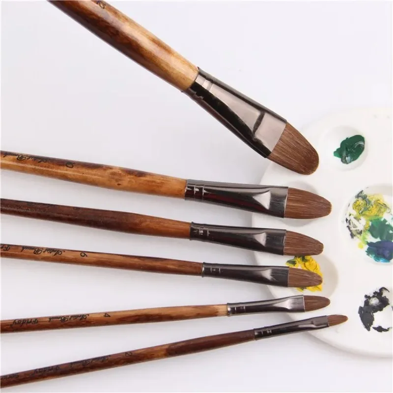 6 Cái/bộ Cao Cấp Chồn Lông Chổi Sơn Lưỡi Cao Điểm Hàng Acrylic Họa Tiết Sơn Dầu Bộ Cọ Vẽ Nghệ Thuật nguồn Cung Cấp