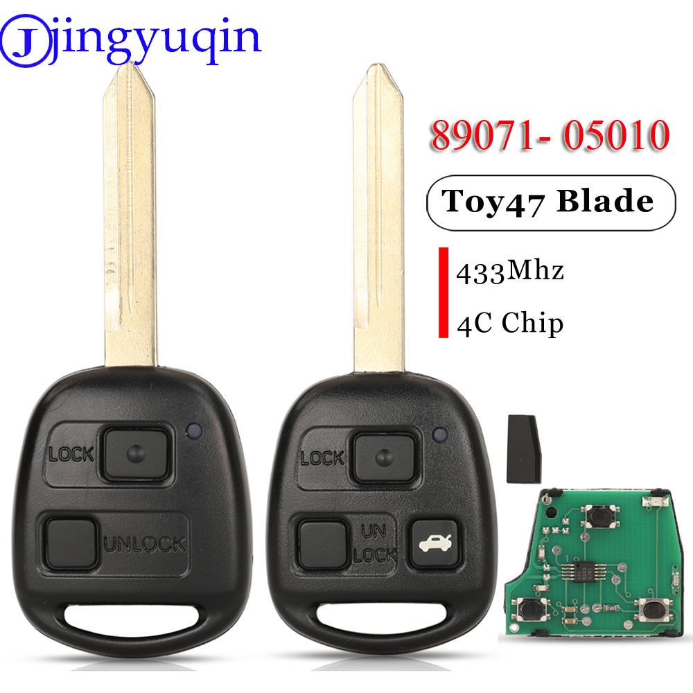 Jingyuqin-llave de coche con Control remoto inteligente, Chip 4C de 433MHZ para Toyota Yaris Avensis Corolla Carina, ETC. P/n: 89071-05010 Fob TOY47