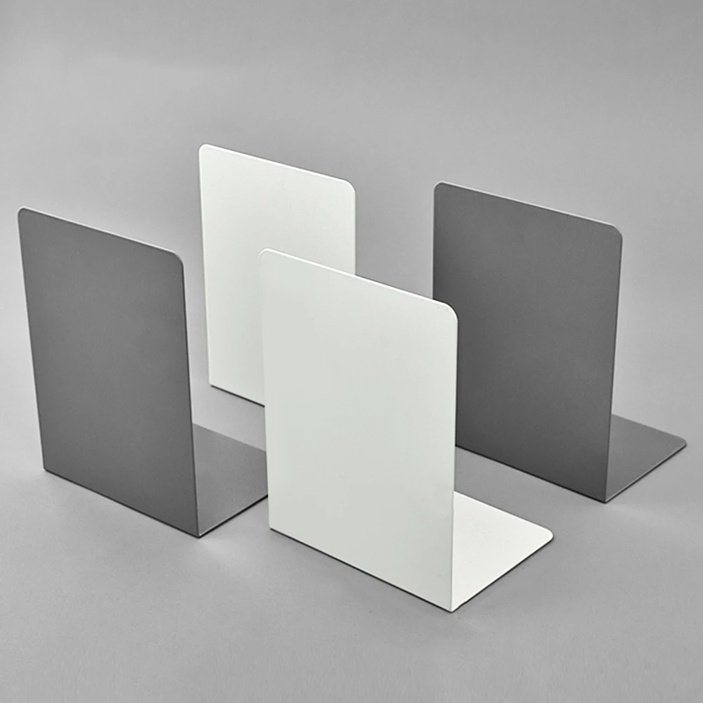 2Pcs INS Simple Metal Book Stand Desktop Non-slip Bookend Student Book Organizer Bookends Large Thickened Books Storage Rack