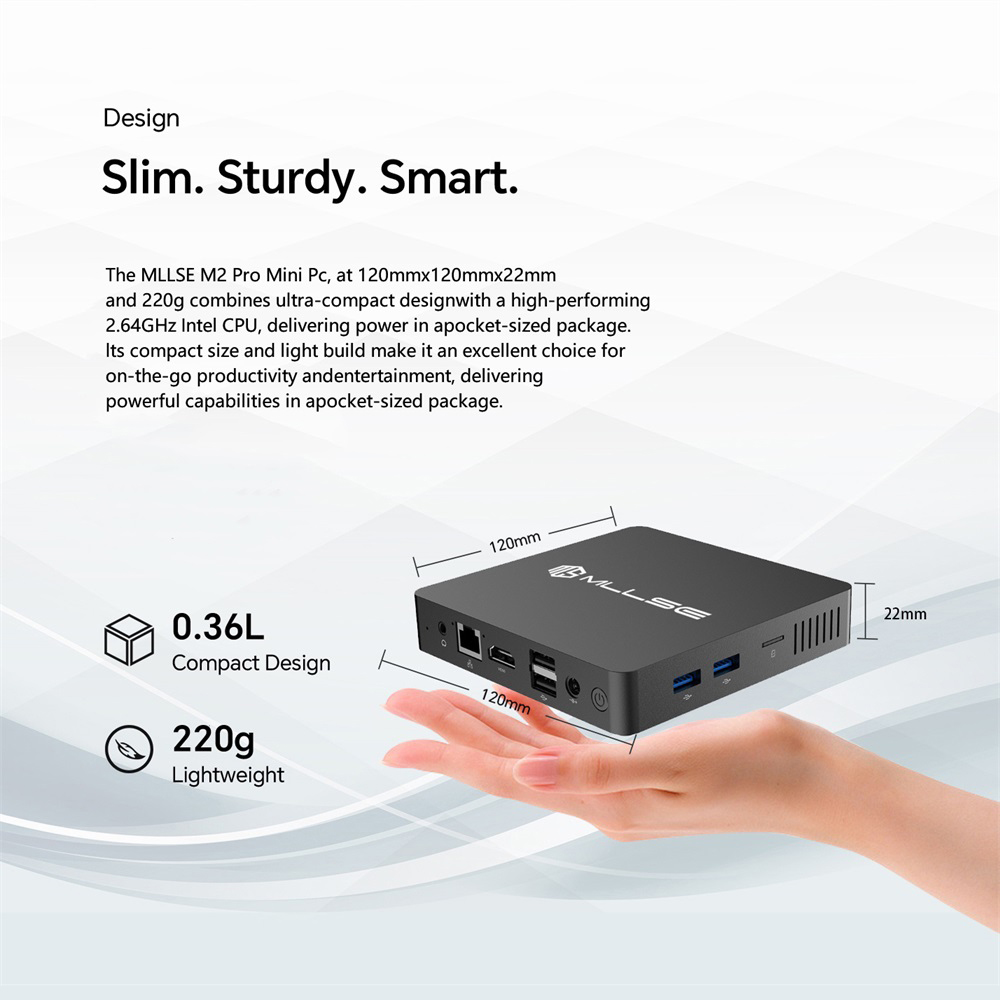 MLLSE-Mini PC M2 Pro, CPU Intel Celeron J3710, 8 GB de RAM, 256 GB de ROM, compatible con VGA, USB 3,0, Win10Pro, portátil de escritorio, WiFi, BT 4,2
