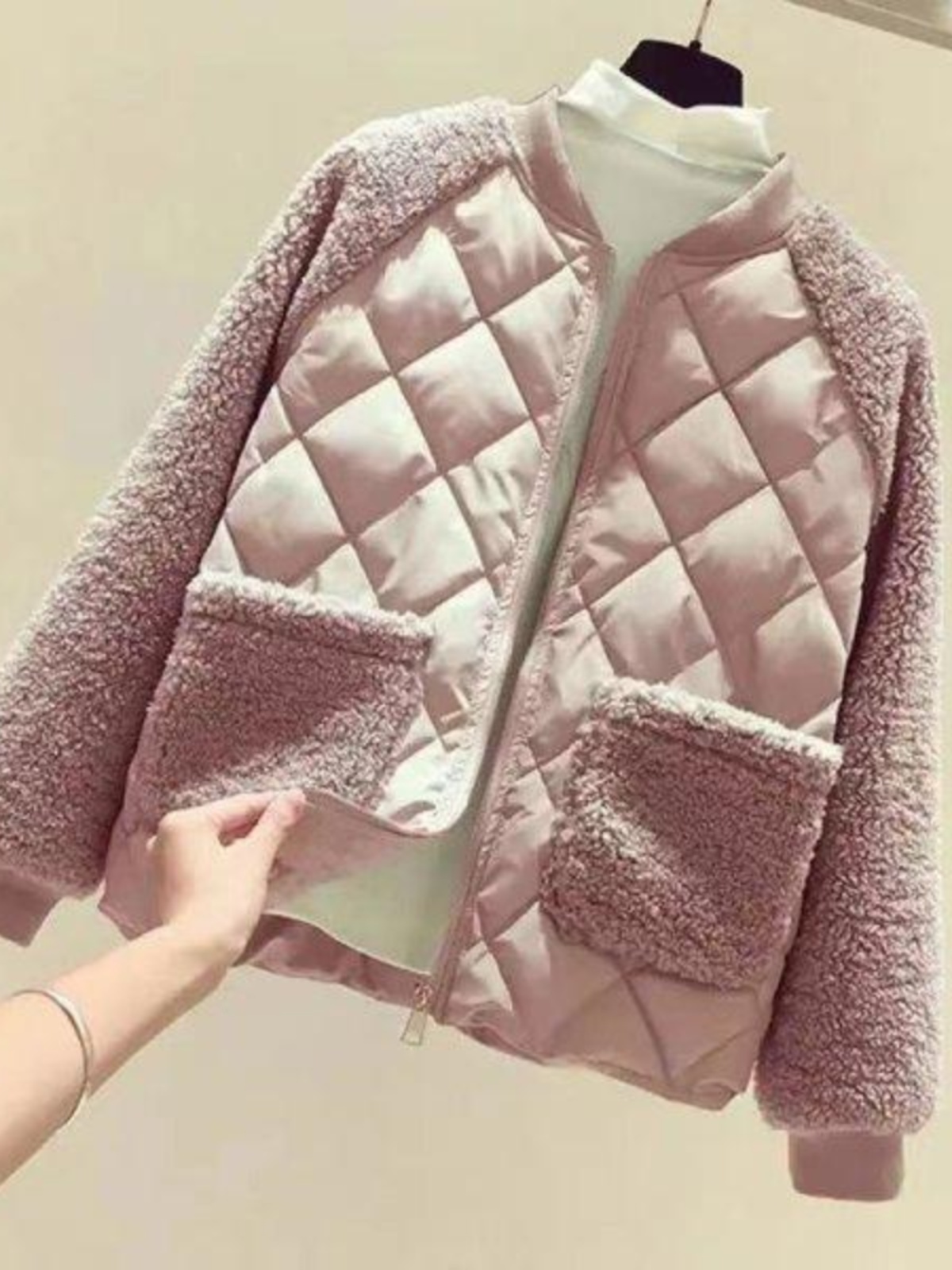Plus Size Extra Large Women's Lamb Velvet Jacket Loose Lightweight Lazy Sle Cotton Patchwork Open Cardigan Top for Autumn Winter