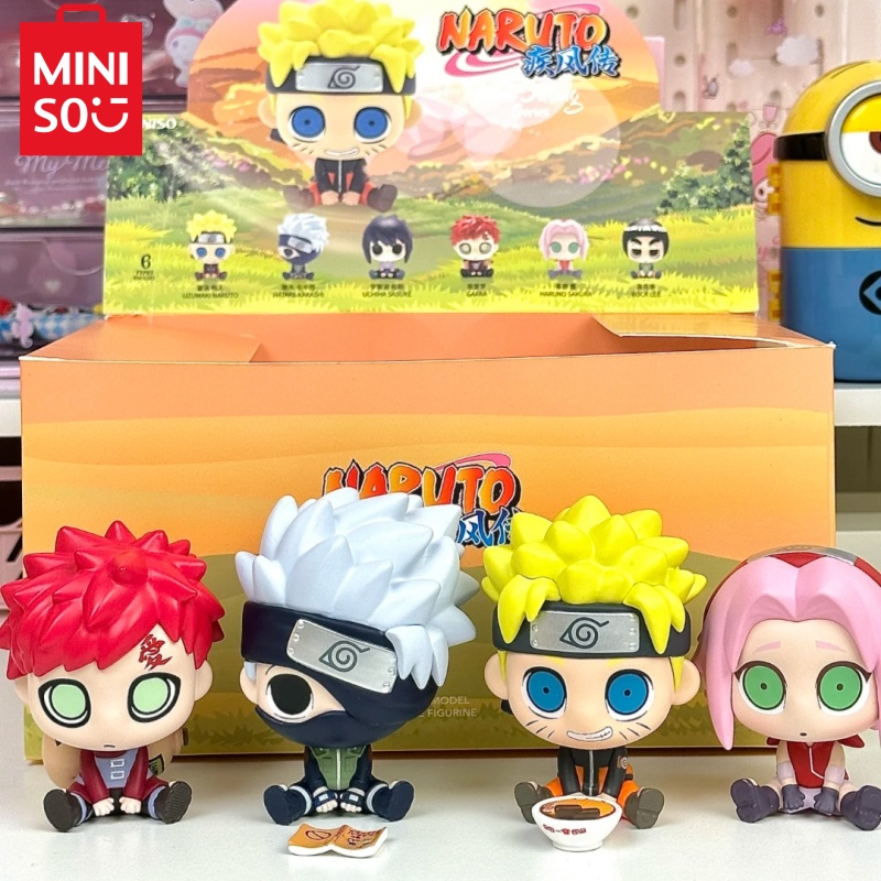 Miniso Naruto-caja ciega de la serie de transmisión de viento fuerte, muñeca bonita para sentarse, adorno de escritorio, modelo de Anime, juguetes, regalo de decoración