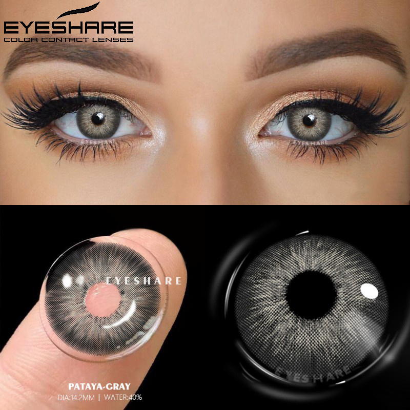 EYESHARE 1 Cặp Kính Áp Tròng Màu Dùng Cho Mắt Pattaya Tự Nhiên Hàng Năm Sử Dụng Ống Kính Xanh Dương Nhiều Màu Kính Làm Đẹp Học Sinh