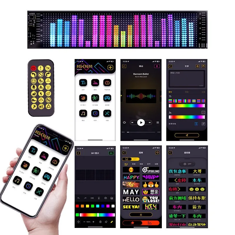 Car Mounted LED Flexible Screen USB 5V Advertising Display APP/Remote Control Waterproof DIY Programmable Bar Store Decoration