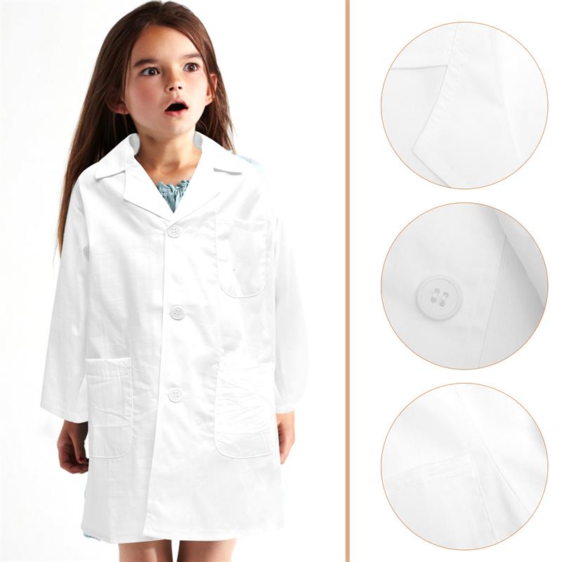 Ropa de laboratorio blanca lavable, abrigo de científico, disfraz para niños, bata de laboratorio para niños, accesorios de disfraz para fiesta, 1 ud.