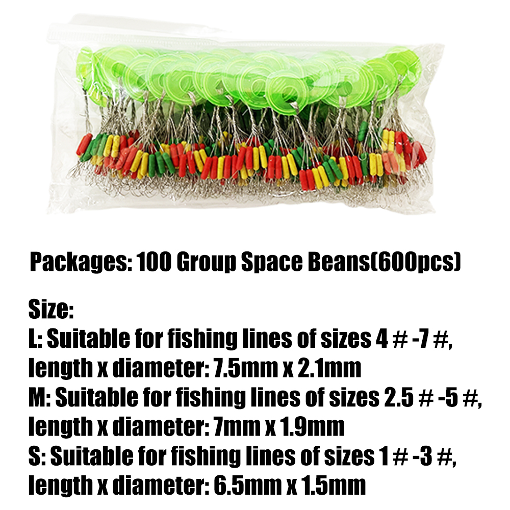 600pcs 100 Groups Space beans Fishing Float Fishing Accessories Fishing Goods Fishing Equipment Carp Fishing Fishing Float Stop