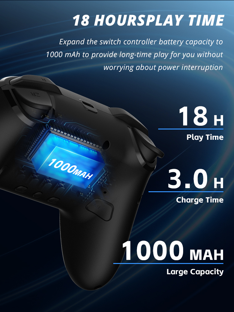 DATA FROG Wireless Controller für Nintendo Switch OLED/Lite Console Pro Gamepad mit 1000 mAh Akku, programmierbarer Turbofunktion