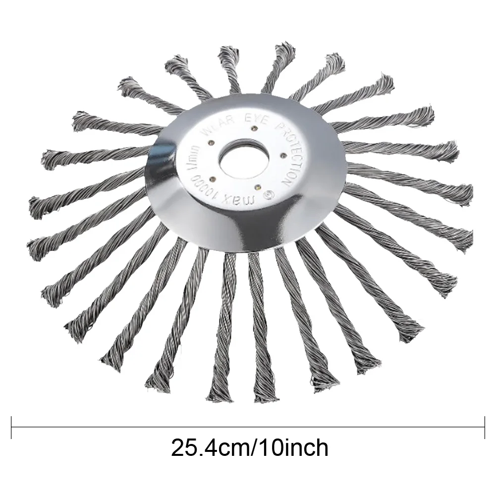 1Pc 10 Inch Steel Wire Wheel Universal Garden Weeding Brush Removal Rust Weed Brush Cutter Head Lawn Mower Brush Cutter Tools