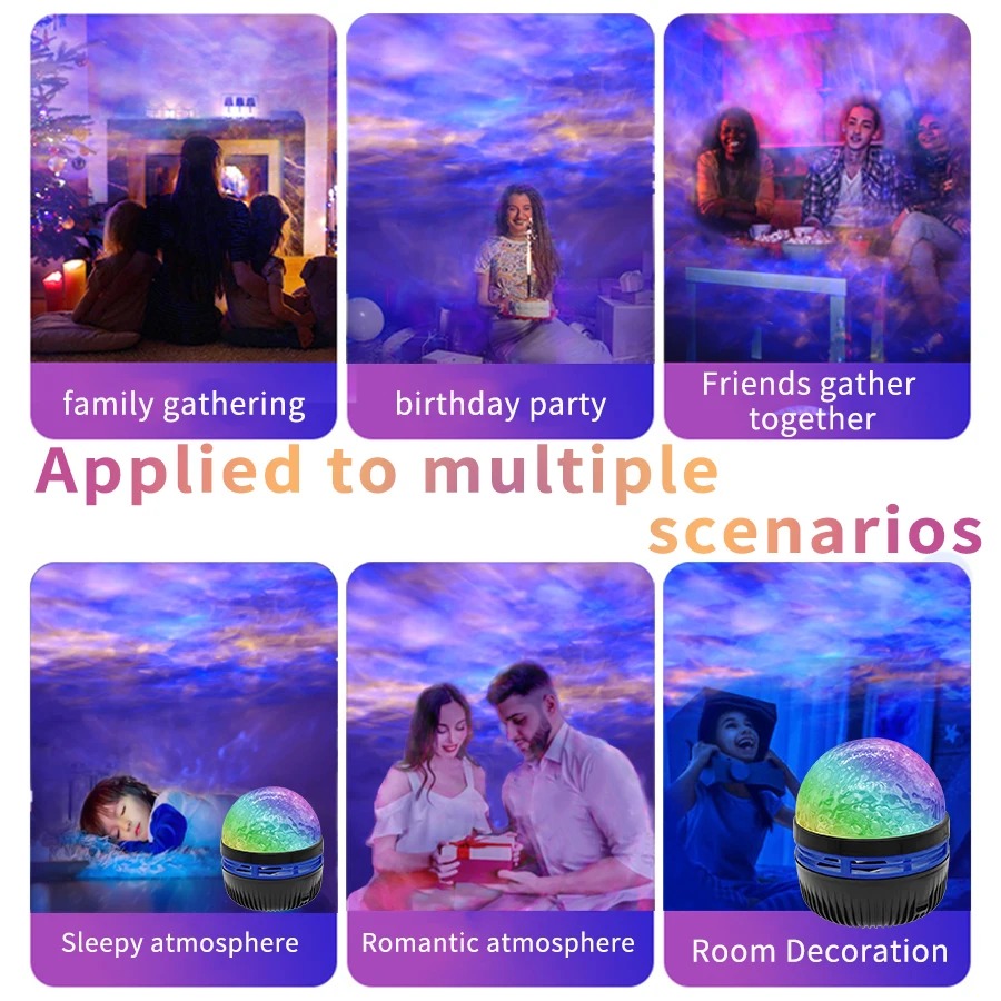 โปรเจคเตอร์แสงเหนือ แสงดาวบนท้องฟ้า ไฟกลางคืน LED พร้อมรีโมทคอนโทรล USB หลากหลายสไตล์สำหรับตกแต่งบ้าน ห้องนอน งานปาร์ตี้