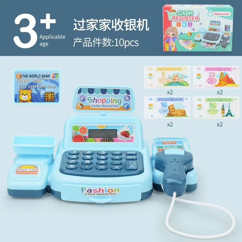 Cassiere giocattolo Registratore di cassa Playset Supermercato Checkout Toy con suono e luce Shopping Cassiere Gioco di ruolo Set per bambini