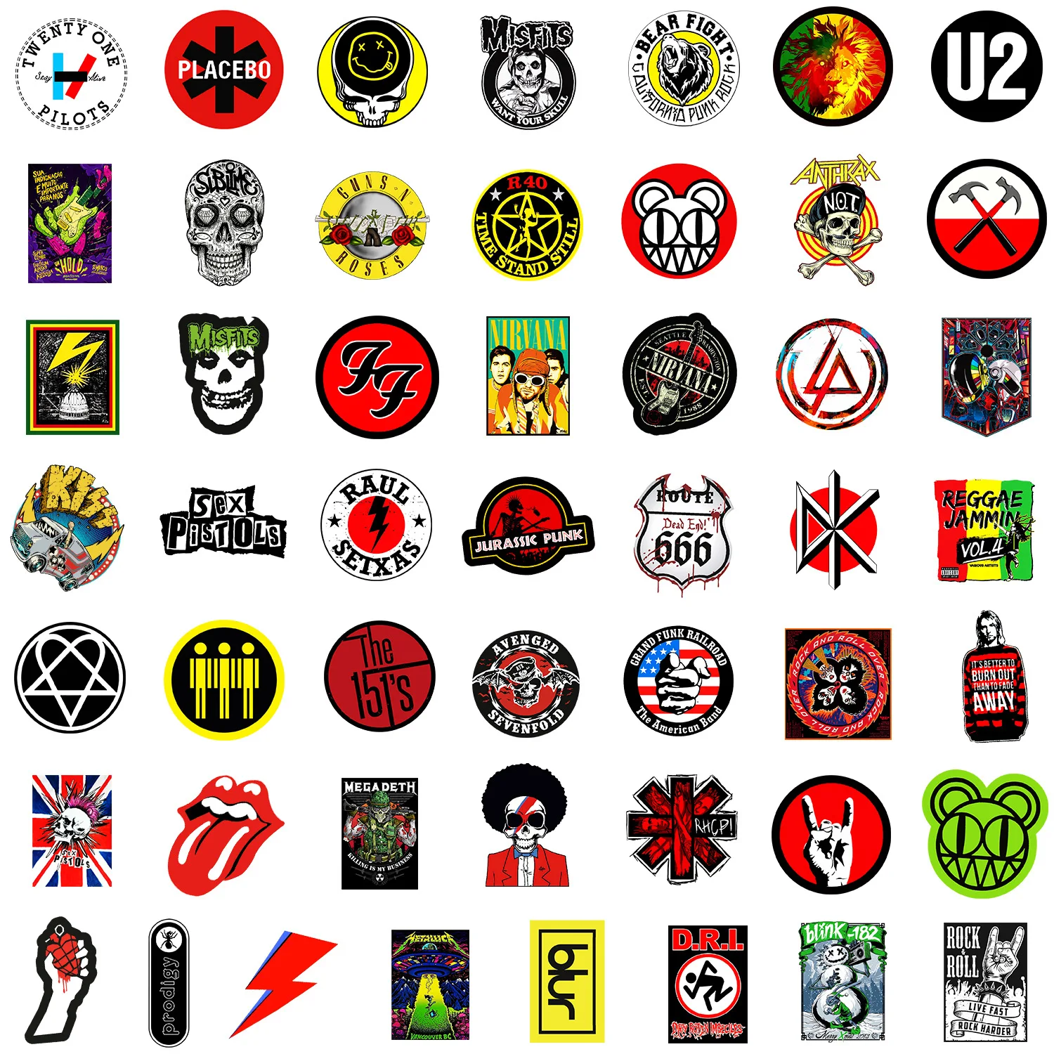 ロックバンド音楽ステッカー 美的 iPad 電話 ギター オートバイ スケートボード 荷物カップ用 - ファッション アート デカール コレクション