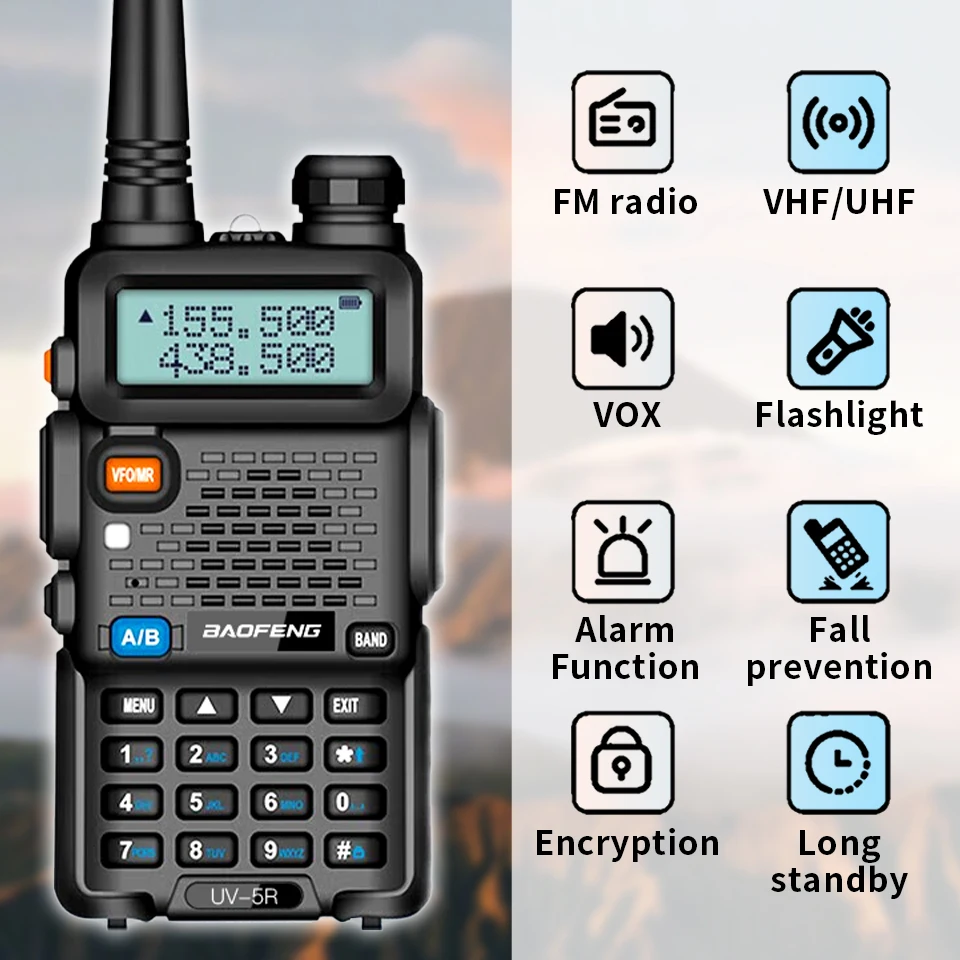 1PC/2PCS Baofeng UV-5R Walkie Talkie set 5W/8W Vhf Uhf FM Radio Dual Band Ham 128CH portable long range Two Way Radio Handheld