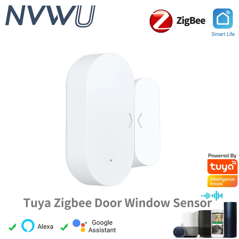 Датчик двери Tuya Zigbee для умного дома, автоматизация охранной сигнализации, дистанционное управление, работает с Alexa Google Home var SmartLife