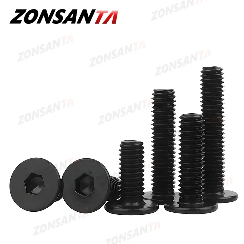 Black 304 Stainless Steel Allen Hexagon Ultrathin Head Bolt Hex Socket Ultra Thin Flat Wafer Head Screw M2 M2.5 M3 M4 M5 M6 M8