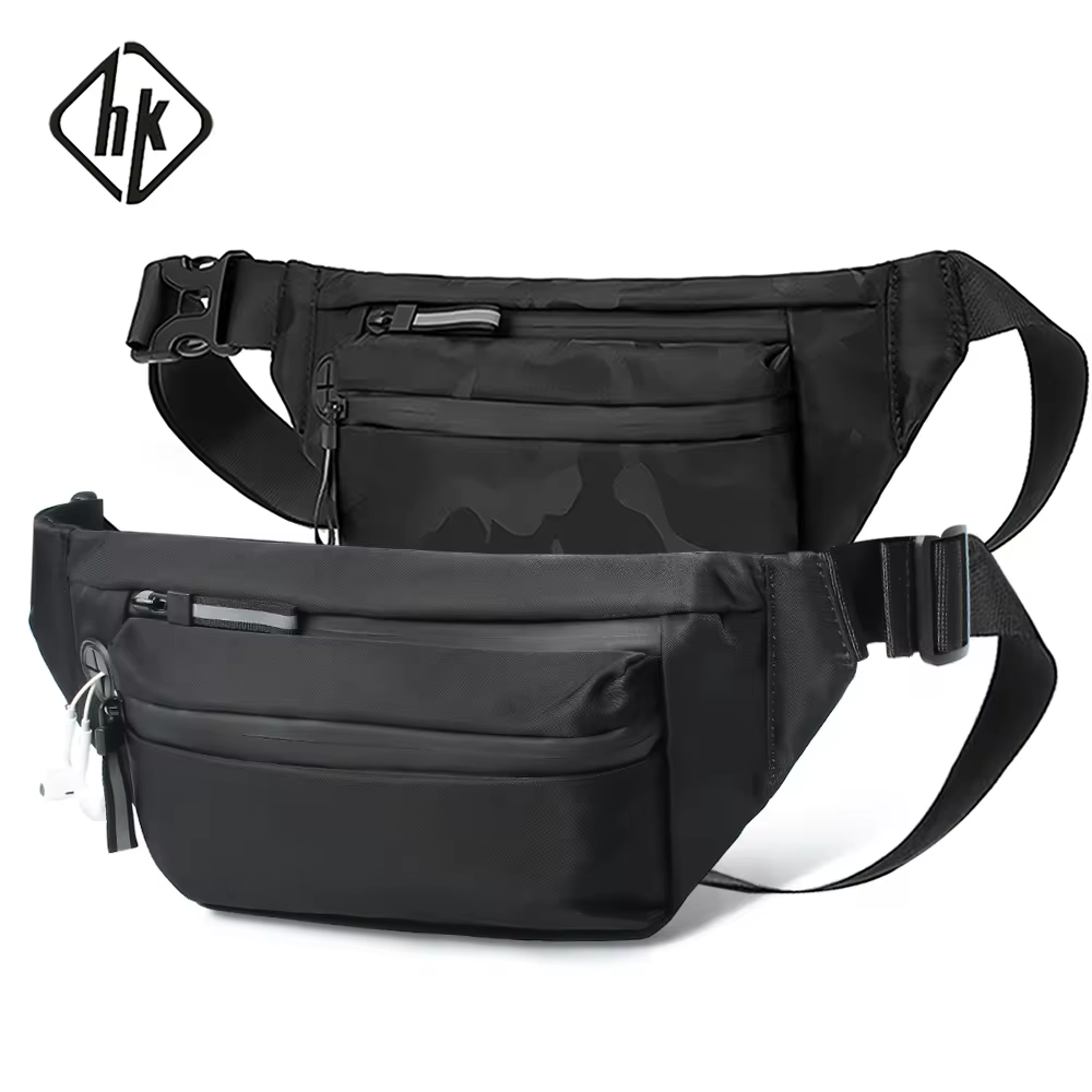 HcanKcan-riñonera grande informal para hombre y mujer, bolsa de viaje, cinturón grande para teléfono, dinero, bolso cruzado