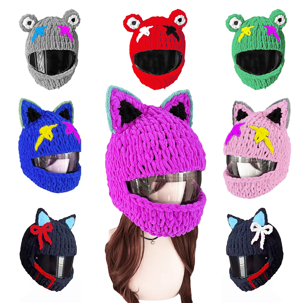 Nueva funda Universal para casco de motocicleta con animales de peluche, fundas para casco de felpa de conejo completo para regalos de Navidad, estilo de motocicleta