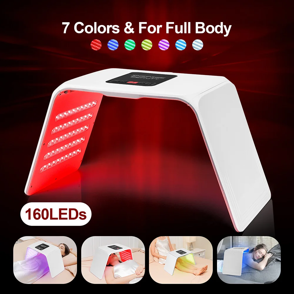 160 LEDs Foldable 7 Colors LED Photon Machine Beauty Salon Home Use LED Facial Body SPA Mask PDT Machine Face LED Mask Skin Care