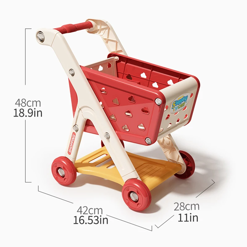 Carrito de compras de juguete para bebé, carrito pequeño para niños, casa de juegos, corte de fruta, música, cocina, supermercado, hombres y niñas