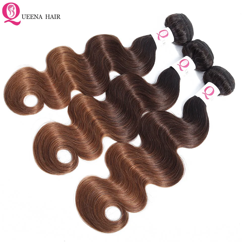 1B/4/30 Tóc Vàng Ombre Tóc Bó Brasil Tóc Gợn Sóng Dệt Lưng Màu Ombre Sóng Thân 3/4 Bó Đề Cập Đến remy Tóc