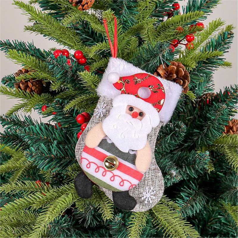 Kaus kaki boneka Natal lintas batas kaus kaki natal lembut kartun tas hadiah permen manusia salju Santa Claus