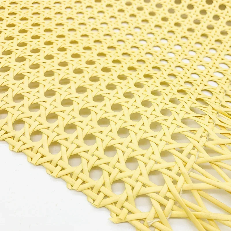 Yellow Coffee Primary Color Vinyl Cane Webbing Wicker Grid Rattan Roll Weaving Material for Chair Cabinet Furniture Decor Hot