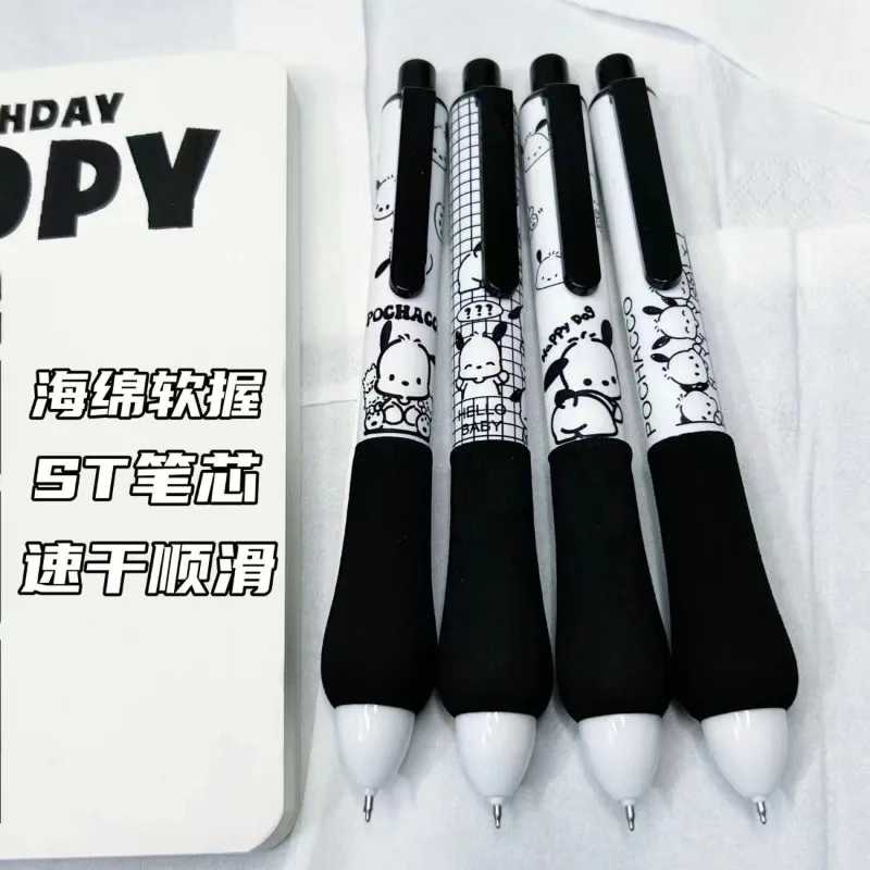 4pcs/set Cute Cartoon Pochacco Soft Grip Fat Pen The 0.5 Mm St Head Smooth Sponge Sheath Pen Quick-dry Gel Pen Box Set