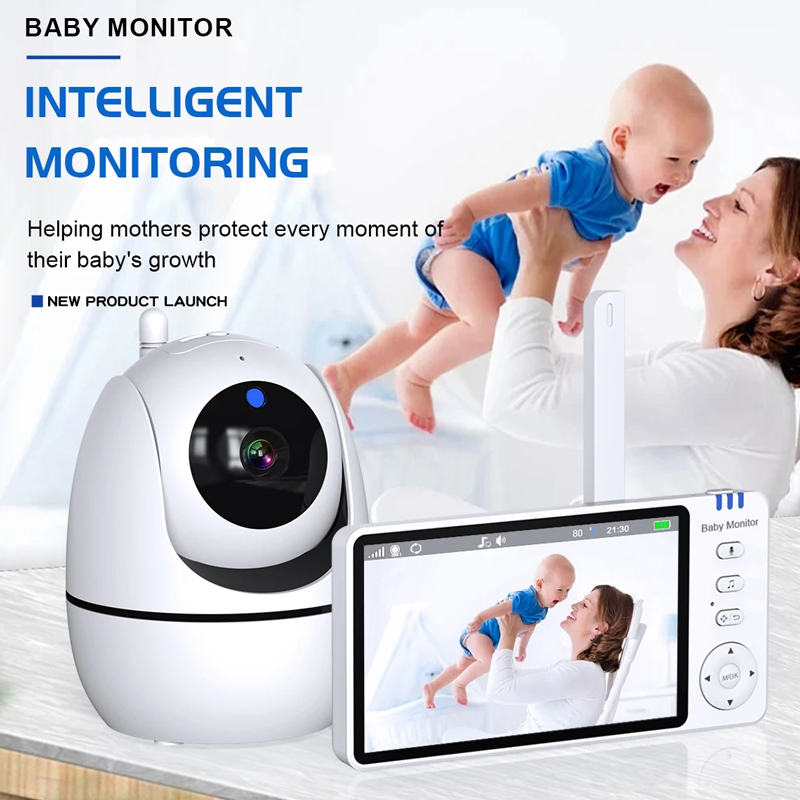 5 Polegada vídeo monitor do bebê com câmera ptz zoom babyphone cam proteção de segurança câmeras vigilância sensor temperatura canção de ninar