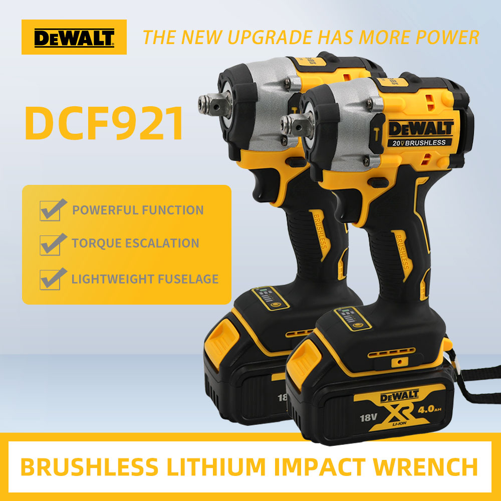 DEWALT DCF921 ATOMIC 20V MAX Chave sem fio 1/2 em chave de impacto sem fio Chave de carregamento de velocidade variável DCF921N com bateria