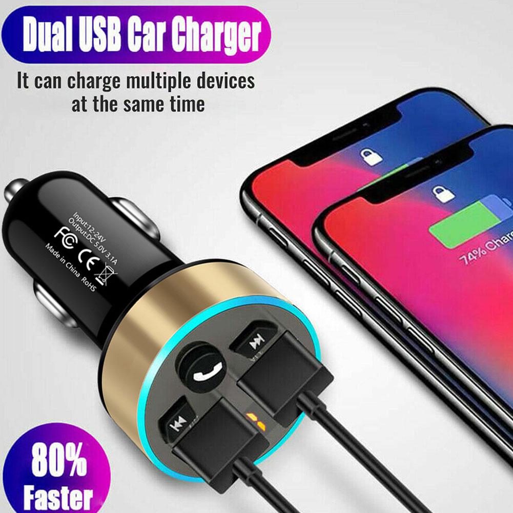 Pemancar FM Bluetooth mobil, pemutar MP3 Stereo dengan Handsfree, Kit 5.0 pengisi daya ganda FM cepat dan pengisian USB Modulator Z0V1