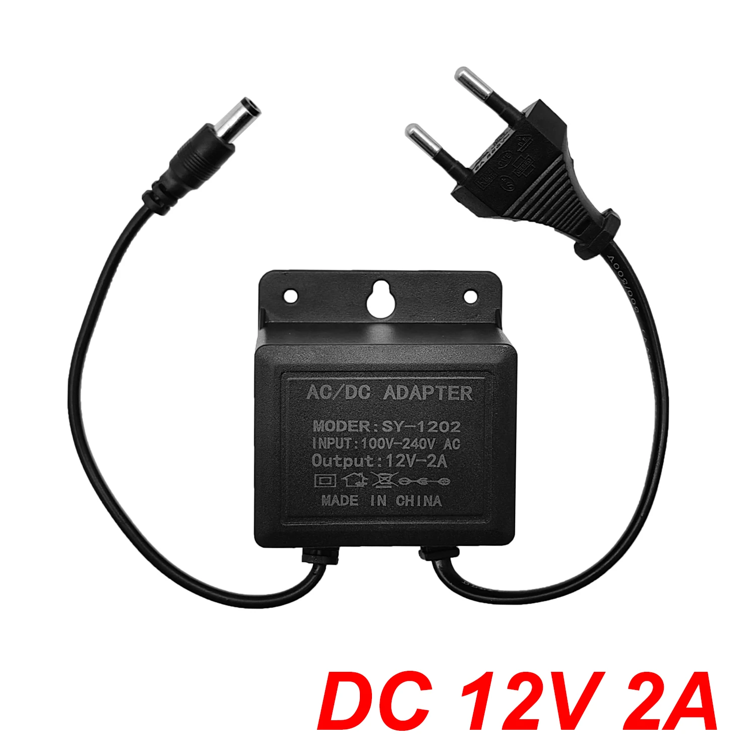 Adaptador de corriente de enchufe europeo resistente al agua DC12V 2A para vigilancia de seguridad CCTV cargador de cámara AHD NVR DVR entrada AC100V-240V 5,5*2,1mm