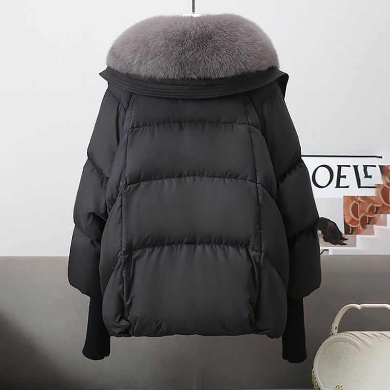 Grote haar revers katoenen jas dames overjas winter nieuwe korte koude-proof broodpak Koreaanse dikke warme parka jas katoenen jas