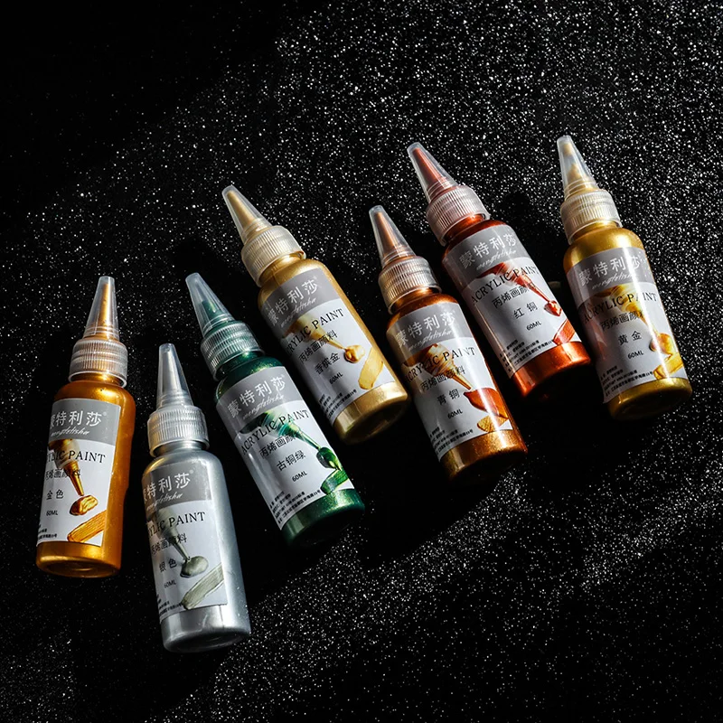 골드 페인트 금속 아크릴 페인트, 퇴색되지 않는 방수, DIY 페인트 안료, 60ml