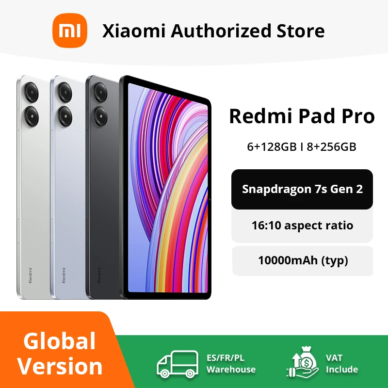 Xiaomi Redmi Pad Pro Tablet WIFI Versão 120Hz "2,5K Display Snapdragon ® 7S Gen 2 10000mAh Bateria 33W de carregamento de velocidade