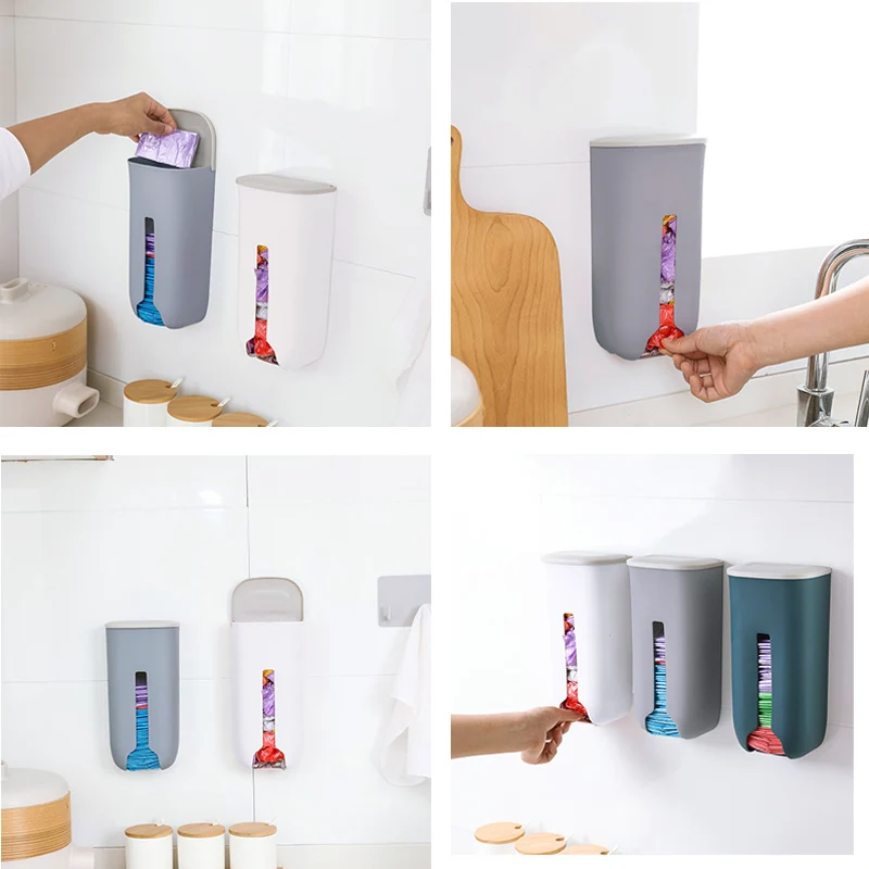Organizzatore porta sacchetti di plastica da cucina, contenitore per sacchetti della spazzatura da appendere alla parete, contenitore per sacchetti della spazzatura da bagno, dispenser per secchi, accessorio da cucina